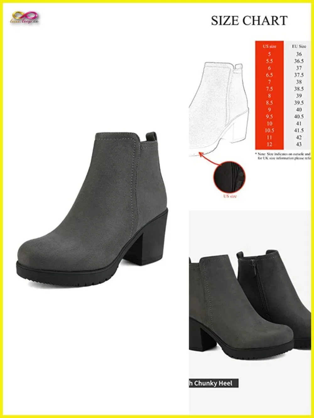 Women's Ankle Boots Chunky Heel Platform Faux Leather Short Booties